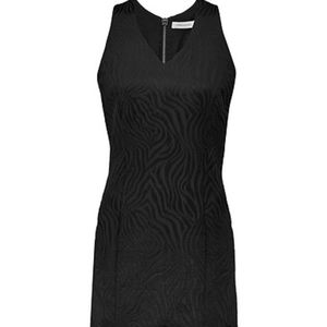 Pierre Balmain Black Dress With V Animal Print. Round neckline. Back zip-up